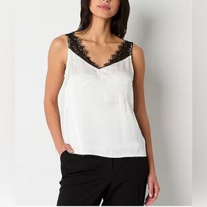 NWT Worthington Womens V Neck Sleeveless Tank Top Dressy Lace Sz XL